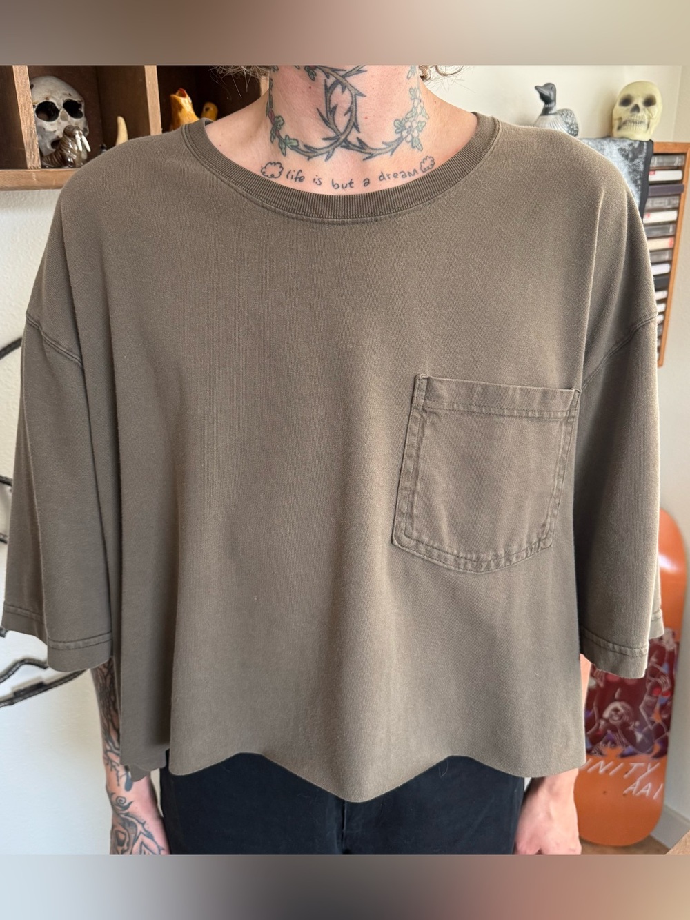 Duluth Brown Cropped Boxy S/S Pocket Tee ~ Size 2XL